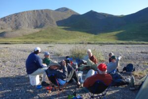 We spent our evenings talking about the day's adventures and Trustees for Alaska's efforts to protect the Arctic Refuge. Photo courtesy of Rika Mouw.