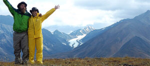 Michelle and Ranger B with arms wide near Polychrome Pass in Denali National Park. A bittersweet farewell.