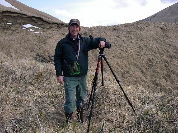 Jim Stratton on a birding trip to Adak.