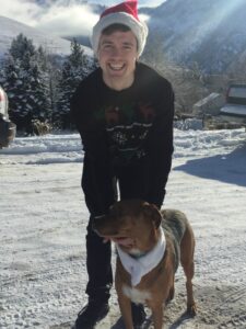 Esack Grueskin enjoying the holidays in Montana with his dog Sabra.