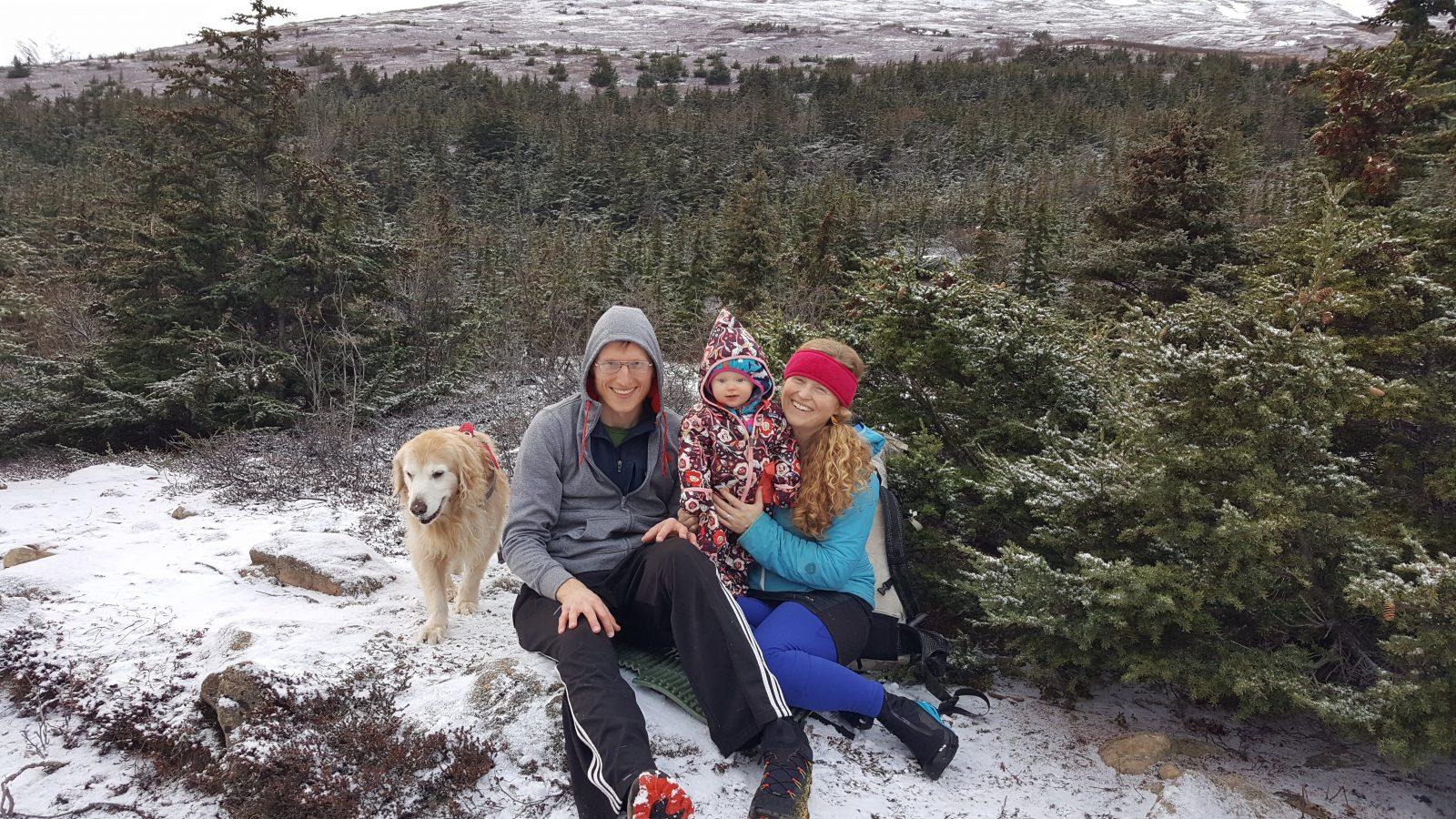 Katie's family out in the snow.